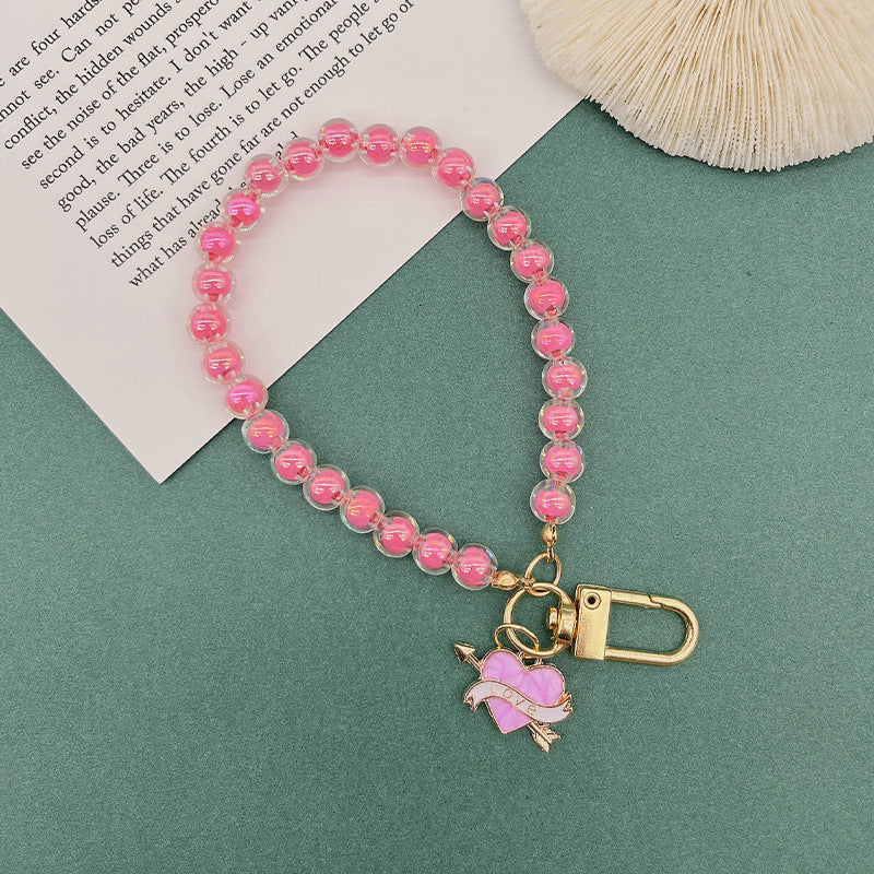 Wholesale Zinc Alloy Colorful Beaded Lanyard Keychain